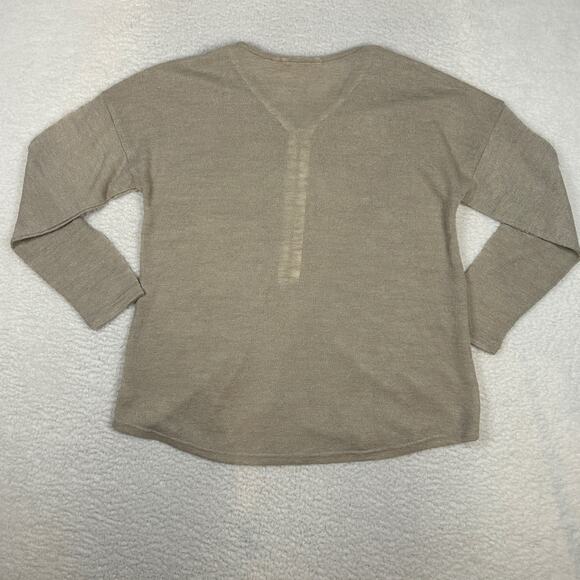 Soft Surroundings Womens L Valentina Slub Sweater 1/2 Zip Beach Lightweight Tan - Picture 4 of 9